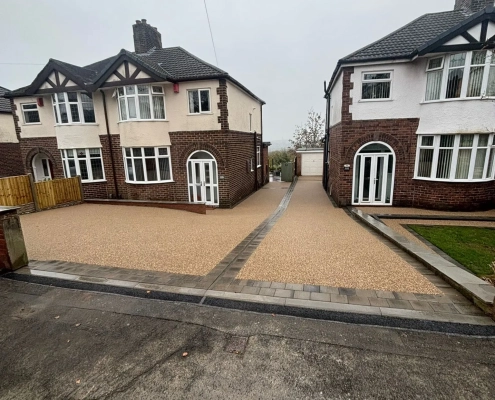 amber gold resin driveway completed in Wem