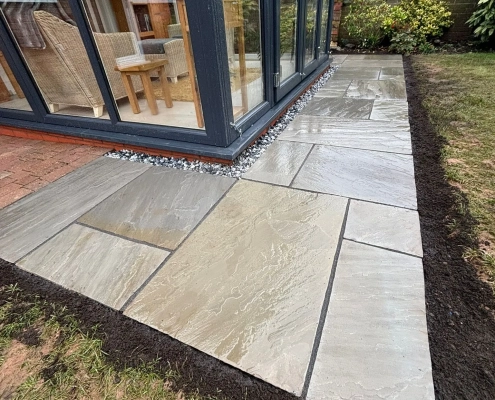 large sandstone patio completed in Telford